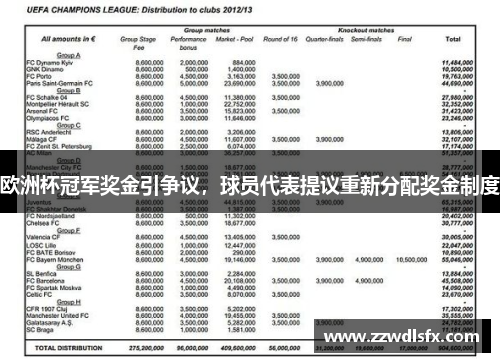 欧洲杯冠军奖金引争议，球员代表提议重新分配奖金制度